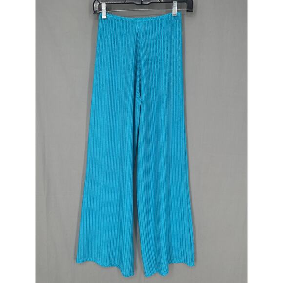 Jordan Taylor Swim Cover Up Pants Womens Small Blue Turquoise Sheer Crochet - Picture 4 of 8